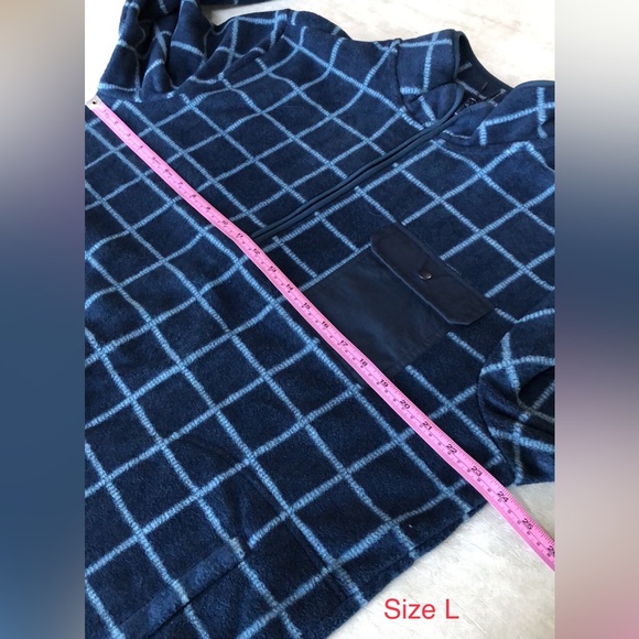 Goodfellow & Co. Men’s Quarter Zip Fleece Pullover Blue Plaid Sweatshirts SZ S-L - Picture 12 of 14